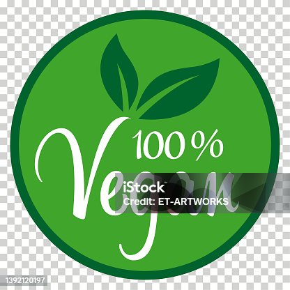 istock Green 100% Vegan Logo 1392120197
