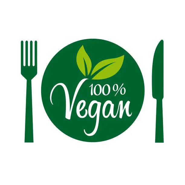 Vector illustration of 100% Vegan Food