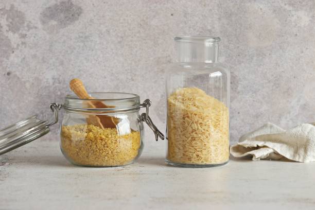 istock Bulgur. Psyllium hask. Flax seeds. Sunflower seeds. Oatmeal. Rice. 1392122777