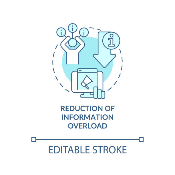 Reduction of information overload turquoise concept icon Reduction of information overload turquoise concept icon. Information industry role abstract idea thin line illustration. Isolated outline drawing. Editable stroke. Arial, Myriad Pro-Bold fonts used angry general manager stock illustrations