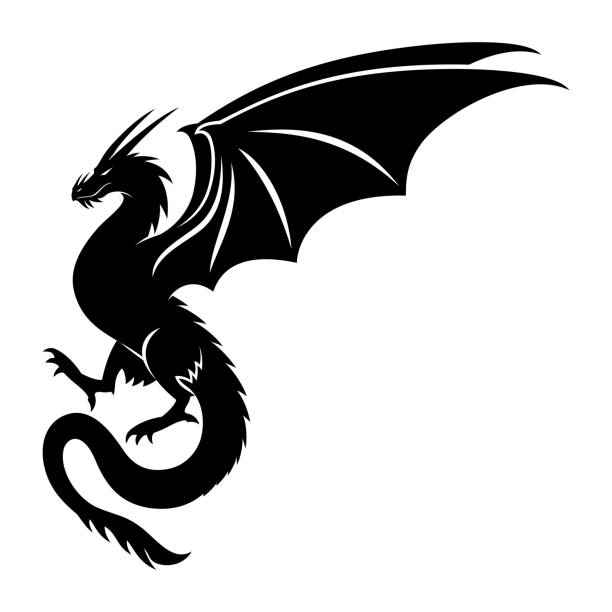 Black dragon icon. vector art illustration