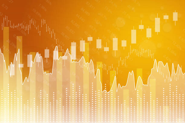 istock Yellow finance background with numbers and graphs. Financial market concept 1392130669