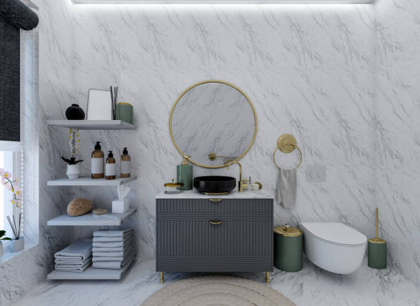 istock The beautiful interior of a modern white marble bathroom 1392130751