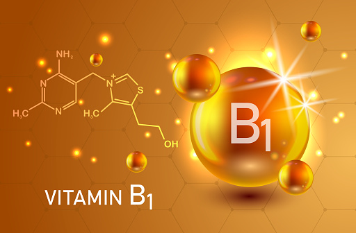 Nutrition sign vector concept. The power of vitamin B1