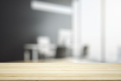 Empty Computer Table Without Watermark Empty Wooden Office Table With Light Sunny Workplace With Computer On ...