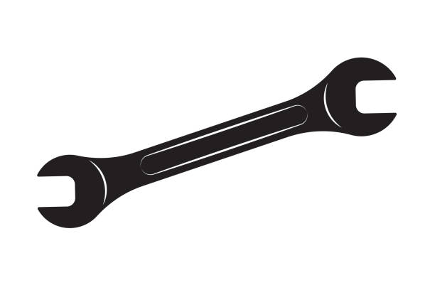 修理サービス機器用のレンチツール。機械工学記号。ベクトル。 - wrench spanner work tool backgrounds点のイラスト素材／クリップアート素材／マンガ素材／アイコン素材