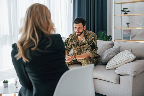 istock Soldier have therapy session with psychologist indoors 1392138172