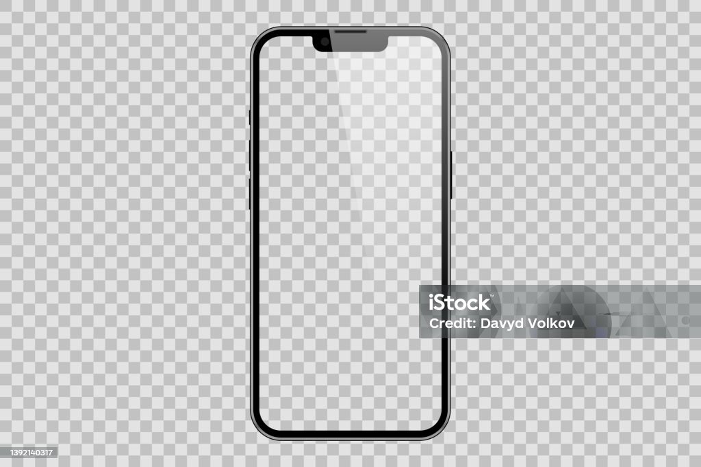 Realistic mobile phone mockup, app template. Isolated stock illustration App demonstration mockup. Outline mobile phone frame, mockup with transparent screen. Isolated stock vector Brand Name Smart Phone stock vector