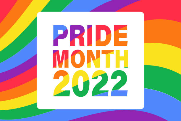 pride month 2022 - horizontale bannervorlage. regenbogen lgbtq gay pride flagge farben gestreiften hintergrund. vektor-illustration - pride month stock-grafiken, -clipart, -cartoons und -symbole