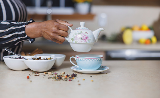 Tradicional herbal tea making at home