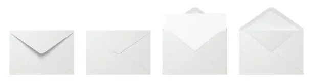 Vector illustration of Vector set of the realistic white envelopes.