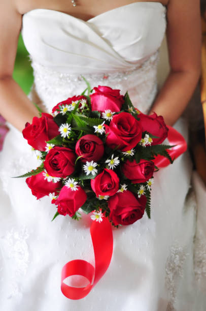 Bridal red roses bouquet