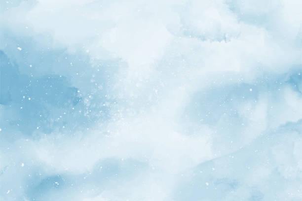 illustrations, cliparts, dessins animés et icônes de fond abstrait d’aquarelle d’hiver bleu. motif du ciel avec de la neige - sky watercolour paints watercolor painting cloud