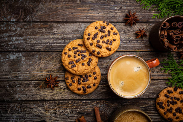 chocolate chip cookies - choc chip imagens e fotografias de stock