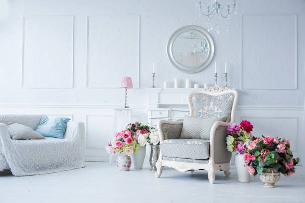 istock luxury clean bright white interior. a spacious room with sunlight and flowers in vases 1392159945