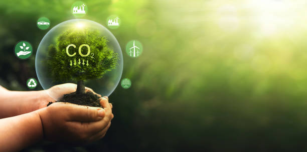 istock Modern eco environmentally  technologies that do not produce CO2 emissions. Clean environment without carbon dioxide emissions. Reduce CO2 emission concept. 1392165291