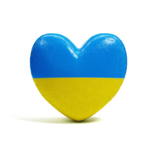 istock Heart shape in Ukraine flag colors isolated on white background. 3d render 1392166368
