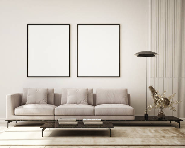 istock mock up poster frame in modern interior background, living room, Scandinavian style, 3D render, 3D illustration 1392166476