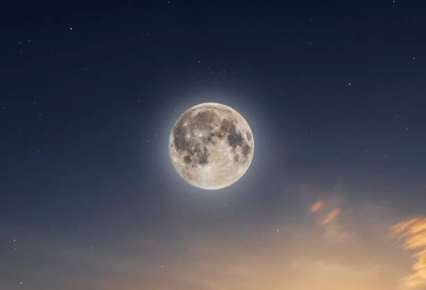 istock Beautiful full moon on the starry sky. Astronomical background. 1392167565