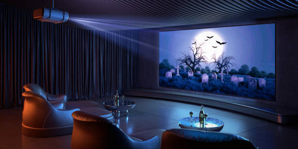 luksusowa sala kina domowego z miękkim siedziskiem.3d renderingiem - private cinema zdjęcia i obrazy z banku zdjęć
