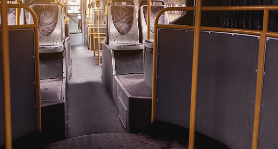 Interior of a modern trolleybus or bus
