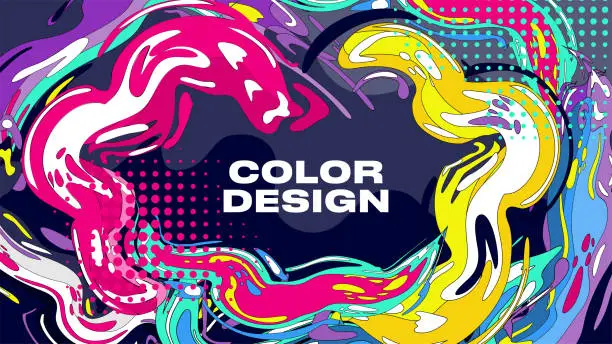 Vector illustration of Color Liquid Wave and flow background. Abstract colorful shape.