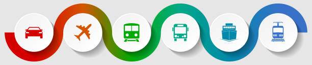 Modèle vectoriel d’infographie sur le concept de transport, illustration de conception d’appartement de transport public - Illustration vectorielle