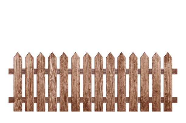 istock Wooden fence isolated on white with clipping path 1392183625