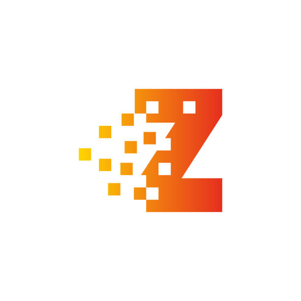 красочная буква z быстрая пиксельная точка логотипа. пиксельная графика с буквой z. - letter z stock illustrations
