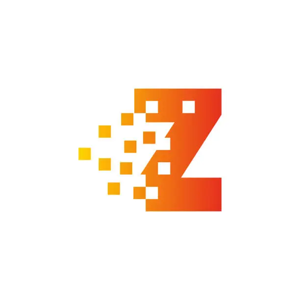 Vector illustration of Colorful letter Z fast pixel dot logo. Pixel art with the letter Z.