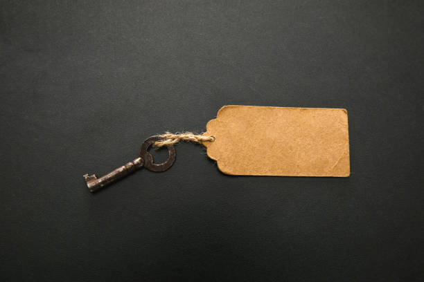 antique key with the label or tag