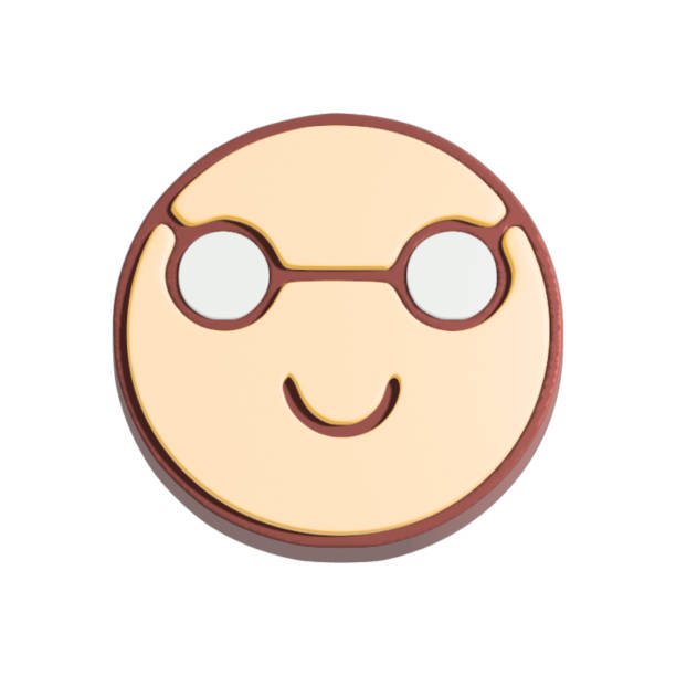 happy smiley with glasses 3d illustration. cartoon character isolated on white background. - funnyface imagens e fotografias de stock