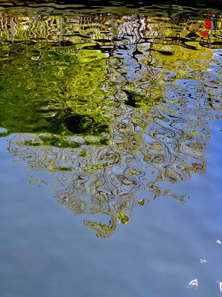 green and blue reflections stock photo