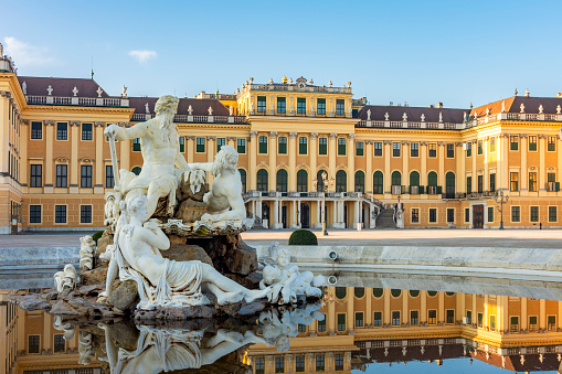 Vienna, Austria - October 2021: Sculpture at Schonbrunn palace in Vienna