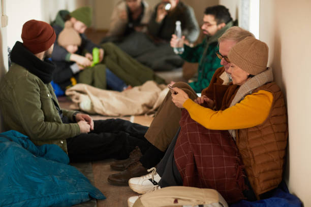 istock Caucasian People Hiding in Shelter 1392201952