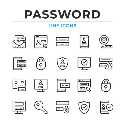 Password line icons set. Modern outline elements, graphic design concepts, simple symbols collection. Vector line icons