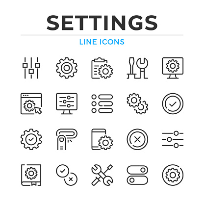 Settings line icons set. Modern outline elements, graphic design concepts, simple symbols collection. Vector line icons