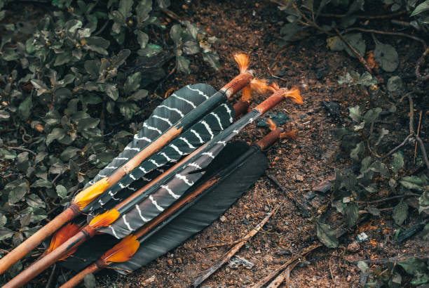istock Details of indigenous arrowheads with feathers 1392205190