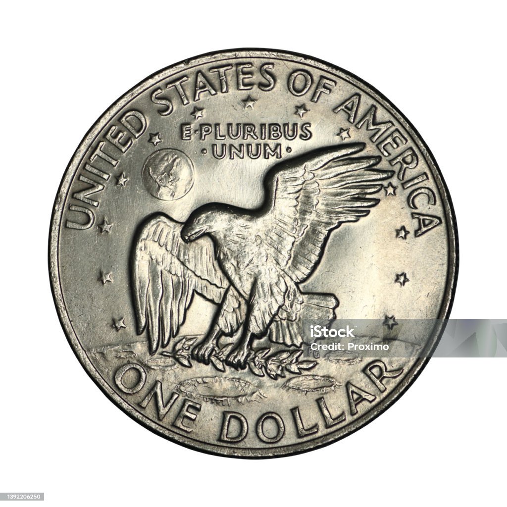one dollar 1972 obverse one dollar 1972 obverse on a white background Coin Stock Photo