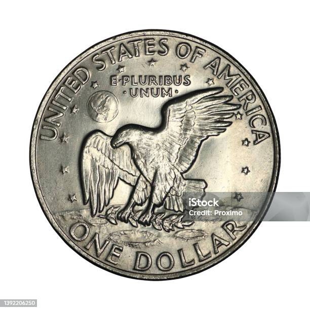 One Dollar 1972 Obverse Stock Photo - Download Image Now - Coin, One US Dollar Coin, 1972