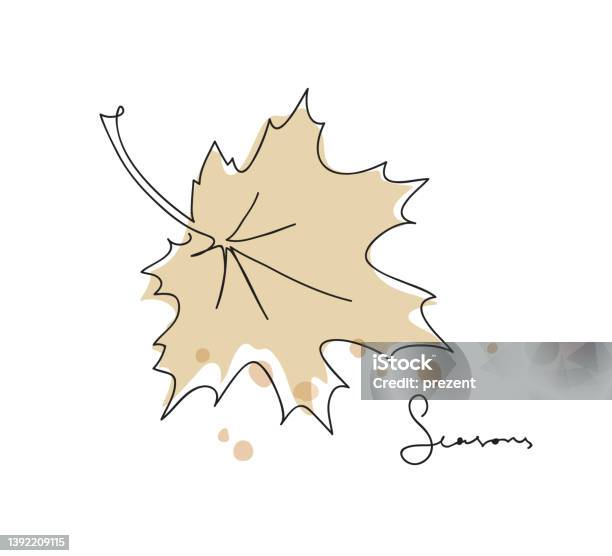 Leaf Spring Line Drawing Maple Leaf Line Art Design Drawing Abstract Tropic Spring Nature Eco ...
