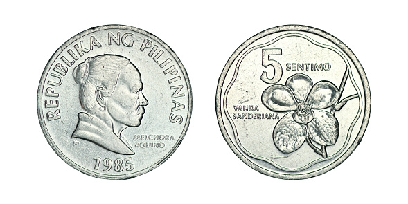 Philippines 5 Centimes, 1983-1992 on a white background