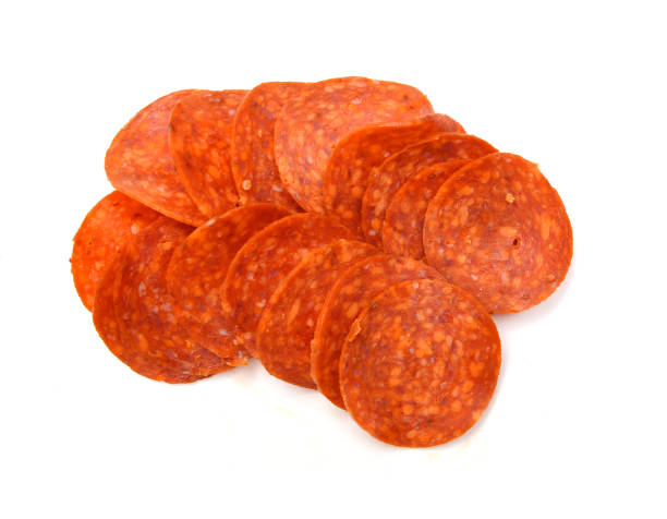 istock slices of pepperoni on white background 1392210316