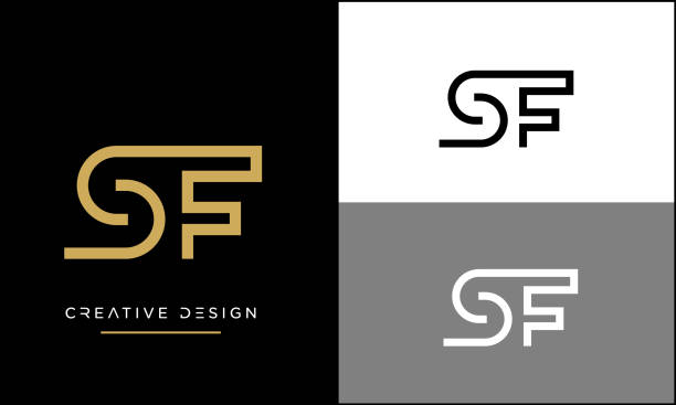 sf oder fs alphabet buchstaben anfänglich luxus logo icon vector - f stock-grafiken, -clipart, -cartoons und -symbole