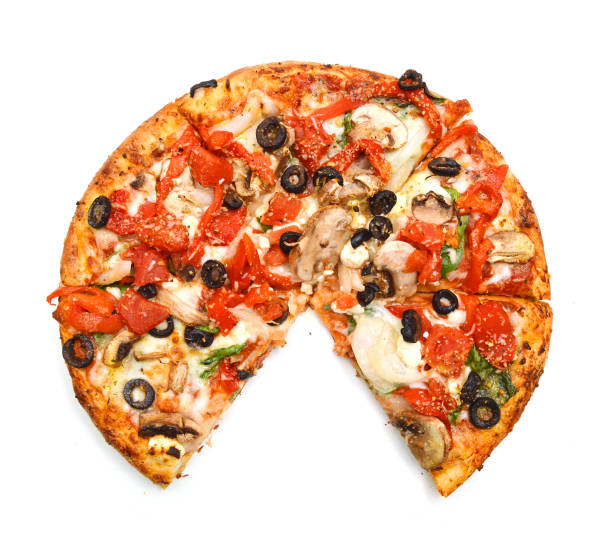 istock Cut off slice pizza isolated on white background 1392211032