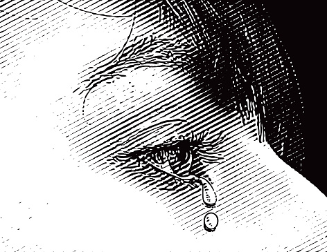 Close-up of eye crying tears