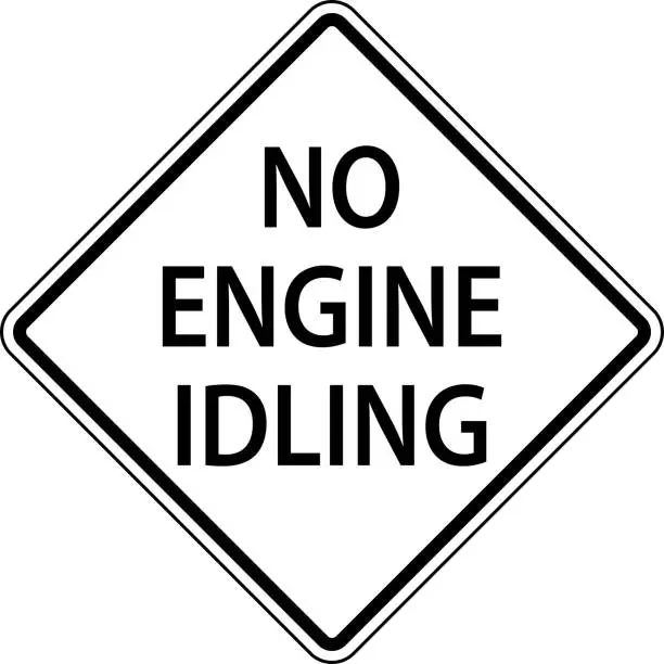 Vector illustration of No Engine Idling Sign On White Background