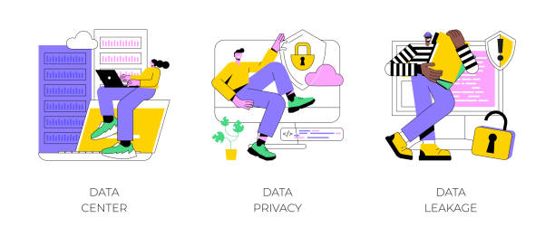 stockillustraties, clipart, cartoons en iconen met internet privacy abstract concept vector illustrations. - data leak
