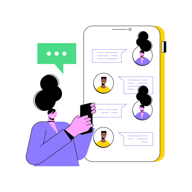 Messaging application abstract concept vector illustration. Messaging application abstract concept vector illustration. Texting desktop application, mobile phone chat app, messaging mobile soft, social media messenger, video call, sms abstract metaphor. divergent movie review stock illustrations