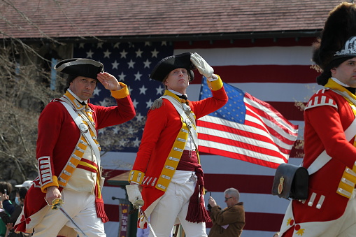 Patriots Day Parade held in Lexington, MA on April 18, 2022,  after two years cancellations.